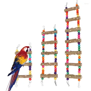 Altre forniture per uccelli 3/5/7 Ladder Birds Pet Parrot Scala che arrampicava giocattolo naturale in legno naturale palla colorata per conuzioni parrocchetti Cockatiels