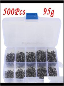 100pcs600pcs Set carbon in acciaio carbone singolo pesca pesca pesca jip ganci per carpa ganci di mare accessori Iwycd ksp7q6649423