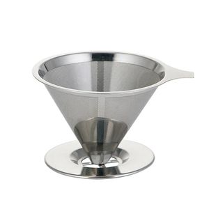 Återanvändbart kaffefilter TEA Silter Rostfritt stål Kon Kaffefilter Korgar Mesh Sile Coffee Drippor med standhållare