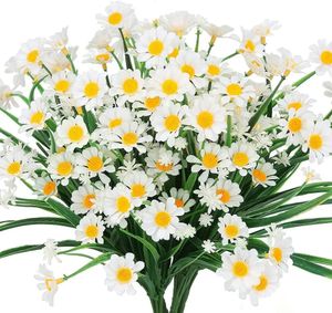 Artificial Daisies Flowers Outdoor UV Resistant Fake Foliage Plants Shrubs for Window Box Hanging Farmhouse Indoor Outside Decor 240407
