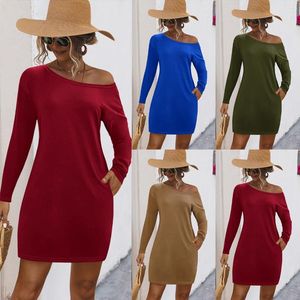 Casual Dresses Women's Dress Long Sleeve Solid Color Off-The-Shoulder For Women Birthday Skirt Bar Night Club Summer
