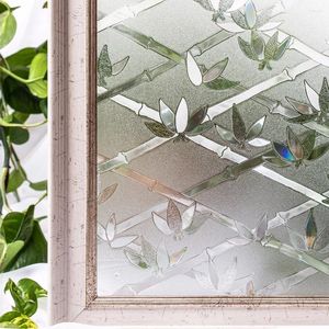 Fönsterklistermärken bomullsfärgade pvc vattentäta täckningsfilmer no-llue 3D statisk blommor dekoration integritet glas klistermärke storlek 45 x 200 cm
