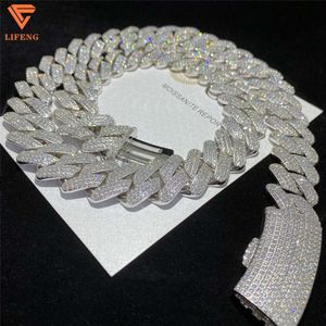 Full Iced Out d Color Vvs Moissanite Cuban Necklace Bling Round Diamond Hip Hop 925 Silver Link Chain