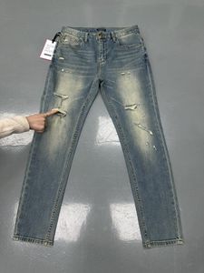 2024 Designer de jeans da marca roxa para homens bordados rasgados para tendências mulheres vintage calça casual sólido clássico straight jeans para motocicleta masculina jeans