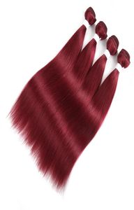 Proste wiązki czerwone burgundowe 99J Brazylijskie Remy Human Hair 3 Lots1063715