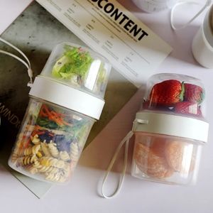 Breakfast Oatmeal Cereal Nut Yogurt Salad Cup Seal Container Set with Fork Sauce Cup Lid Bento Food Taper Bowl Lunch Box