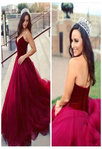Gorgeous Burgundy Prom Dresses Long 2018 Sweetheart Velvet And Organza Celebrity Evening Gowns Arabic Formal Wear Party Dress Vest2070315