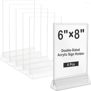 Frames 6st Acrylic Sign Holders Transparent Bild dubbelsidig tabellnummer Holder Desktop Meny Stands Vertical Display Stand