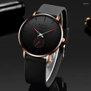 Armbandsur Lige 2024 Fashion Sports Mens Watches Top vattentät enkel ultratunna Watch Men Quartz Clock Relogio Masculino