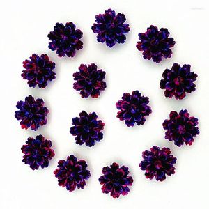 Flores decorativas 100 PCs.Apliques planos de flor de resina rosa azul de azul profundo para o telefone / embarcações de telefone / casamento