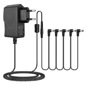 Adaptador de fonte de alimentação do pedal de cabos 9V para CC 850mA Dica Cabos de corrente de margarida negativa para pedais de efeito de guitarra com margarida de 5 vias