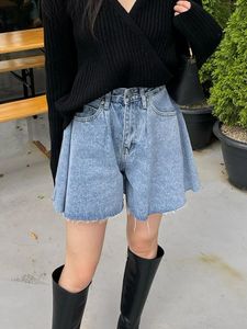 Jean Shorts for Women Summer Summer High Cídhar Baggy Wide Land Flare Jeans Casual Vintage Moda de estilo coreano Y2K Denim 240415