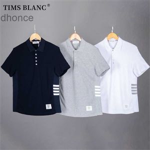 2117 TB Tide Brand Side Four Bar Short Rleeve Polo Shirt Mens Business Casual Lapel Five Button Top