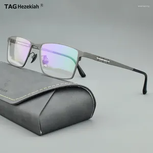 Солнцезащитные очки рамы тег Hezekiah Titanium Glasses Rame Men T7822 Ретро -квадратные очки очки Myopia Оптическое рецепт сверхлегкий