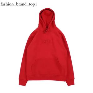 Kith hoodie tjock logo hoodie män kvinnorembrodery svart röd rosa tröjor casual lös pullover kith jacka 7995