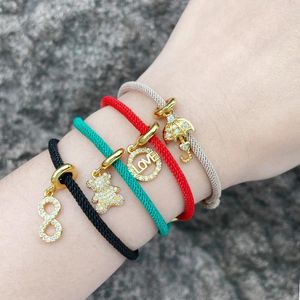 Braccialetti di fascino flola minuscola infinito cristallo cz cz per donne a catena di corda rossa ombrello gift gioielli placcati in oro brtd41