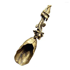 Spoons 1PC Unique Beautiful Lotus Shape Teaspoon Handmade Delicate Brass Coffee Spoon For Home Kitchen Restaurant Tea Gifts