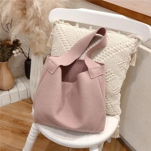 Sacos de compras Bolsa de lã de lã de atacado Handbag japonês estilo sólido inverno lã portátil saco de ombro casual