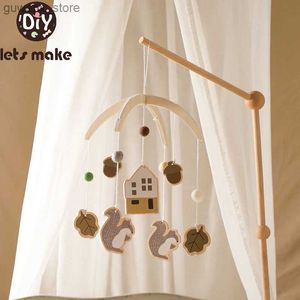 Mobiles# Baby Rattle Toy 0-12 Months Wooden Mobile Newborn Squirrel Lion Pendant Bed Bell Hanging Toy Holder Bracket Infant Crib Toy Gift Y240415Y2404174CWU