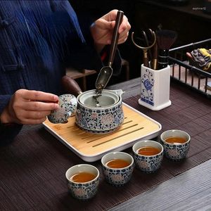 Conjuntos de teaware 360 ° Rotação requintada Rodagem de pedra do conjunto de chá Handmade Copo Cerimônia chinesa Bom presente Gungfu