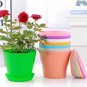 Plantadores redondos de vaso de flor Suculentas de coloração de doces Planta maconha de gabinete de mesa de balconia decoração de jardim de jardim ao ar livre em vasos 5 tamanhos 240409