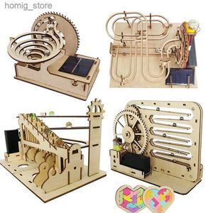 3D Puzzles 3D Wooden Puzzle DIY Assemble Mechanical Marble Run Gear Model Building Kit Steam Science Puzzles Educational Toys Gift for Kids Y240415