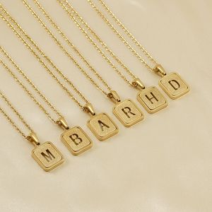 18k Gold Plated 26 Letter Hollow Out Design Pendant Necklace Personalized for Party Daily Wear Jewelry Accessories for Women Girl Wholesale Factory #052