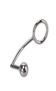 Male Device 40mm 45mm 50mm Stainless Steel Anal Hook With Penis Ring Metal Butt Plug Adult sexy Toys For Men2464201
