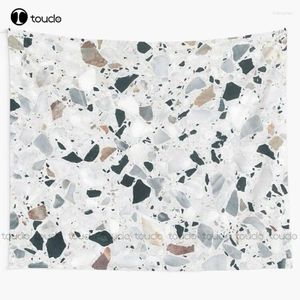 Taquestres Terrazzo preto branco cinza e bronze parede de tapeçaria engraçada cobertor quarto decoração de colaboração