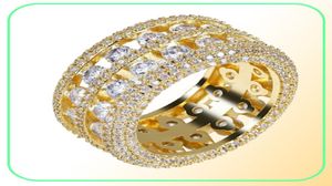 Męskie pierścienie złota luksusowy projektant biżuterii hip -hopu lodowany pierścionek diamentowy dla mężczyzn zaręczynowy