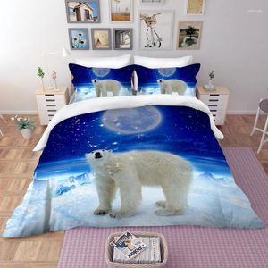 Bettwäsche-Sets 3-teilige Set Polar Bärenabdeckung Tierkissenbezug Komfortable Bettdecke 3D-Druck in voller Größe
