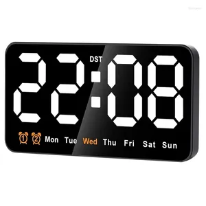 Clocks Accessories Digital Wall Clock 9Inch LED Large Display With 12/24H Big Digits Small Silent Clock(White)