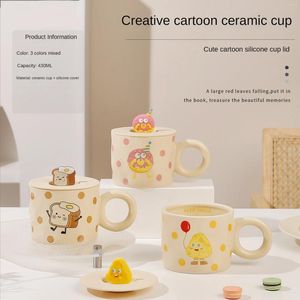 Mugs Cute Milk Tea Cup Girl Heart Ceramic Cartoon Mug With Lid Personalized Gift Original Breakfast Cups Of Coffee Christmas