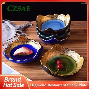 Plates High-grade El Restaurant Appetizer / Sushi Snack Plate Creative Gold-rimmed Fruit Dessert Ceramic Kitchen Tableware