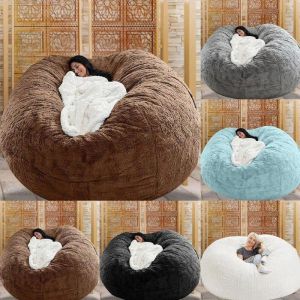 Chair Covers 72x35in Giant Fur Bean Bag Cover Big Round Soft Fluffy Faux BeanBag Lazy Sofa Bed Living Room Furniture 0415