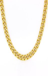 Real 10k Yellow Gold Filled Miami Cuban Chain Necklace 24quot Inch Custom Box Lock Men 10mm width 5mm Thickness Heavy6532166