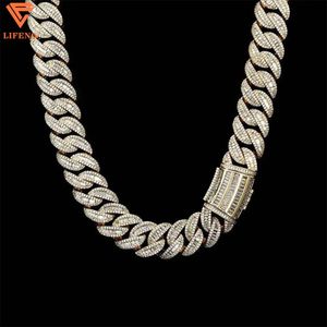 تمريرة مخصصة اختبار الماس المثلج المثلج VVS Moissanite Cuban Rink Chain Hip Hop 925 Silver Necklace Men