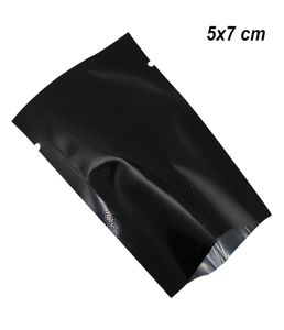 5x7 cm 200pcs Black Open Top Aluminum Foil Packaging Bag Mylar Foil Vacuum Heat Seal Sample Packing Pouches Food Grade Tear Notche7939148