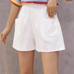 Женские шорты 2024 Высокая талия упругие пояс карманы Женщины лето прямо широкие ноги повседневная уличная одежда