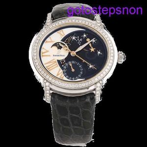 Exklusive AP -Armbanduhren Millennium -Serie Automatische Maschinerie 18K Weißgold Diamond Damen Luxus Freizeit Schweizer Uhr 77315BC.DZ.D007SU.01