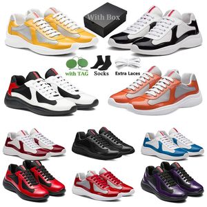 Designerschuhe mit Schachtel Yellow Americas Cup XL Runde Zehen Freizeitschuhe Lod Patent Leder Grüne Schwarze Trainer Lila Sneaker America Cup Männer Schnüre-up weißer Sneaker