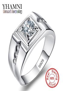 Yhamni Classic Men Ring Set 6mm 1 Carat CZ Diamond Engagement Ring 925男性のためのソリッドシルバーの結婚指輪全体RJ29N4055927024494