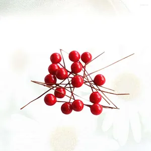 Decorative Flowers 200pcs Simulation Berry Artificial Red Holly Picks Stems Fake DIY Berries Decor Ornaments For Garland Wreath