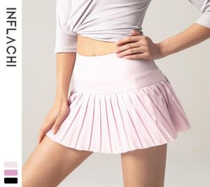 tennis skirt lu yoga outfits shorts gym clothes women running sports fitness golf skirts with pocket sexy pants breathable pleated6552177