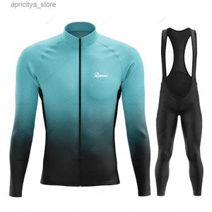 Велосипедные майки устанавливают Rvouei Pro Team 2023 Spring и Fall Mens Long Seve Cycling Sets Bicyc Clothing Mountain Bike Coment