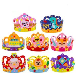 DIY Crafts Toy Crown kreative Papier Pailletten Blumen Sterne Muster Spielzeug für Kinder Kinder Kindergartenkunst Party Dekorationen