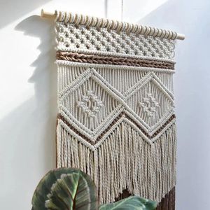 Tapestries Macrame Wall Hanging Tapestry Long Tassel Bohemian Decor Handmade Woven Geometric Canvas Modern Stylish For Living Room