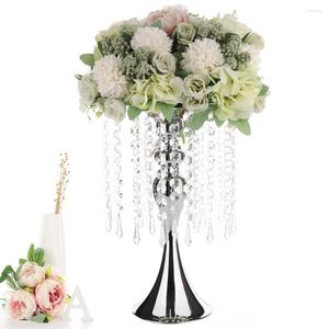 Candle Holders 1pc Holder Crystal Bead Curtain Rotating Metal Candlestick Flower Vase Centerpiece Rack Wedding Road Lead Decor