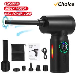 100W 7500mAh Cordless Air Blower Compressed Air Duster Cleaner With Emergency Light Electric Inflator Cleaning Tool Dust Blower 240401
