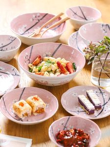 Plates 1 PC Japanese Pink Dish Plate Ceramic Underglaze Cherry Blossom Patterned Exquisite Household Made In Japan